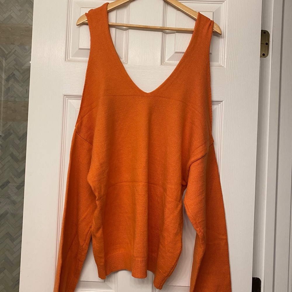 BRAND NEW orange cold shoulder sweater